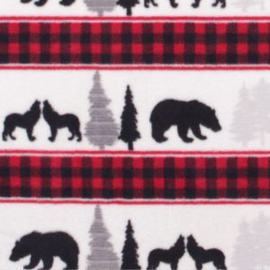 Bear   Wolf Striped Anti Pill Fleece Fabric