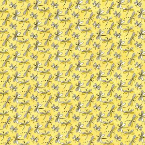 Fabric Traditions Dragonflies Yellow Novelty Glitter Cotton Fabric - 1