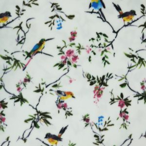 Birds   Branches on Mint Anti Pill Fleece Fabric