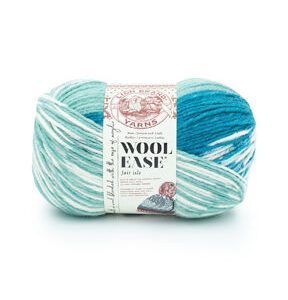 Lion Brand Ease Fair Isle 348yds Worsted Acrylic   Wool Yarn - Light Aqua Turquoise