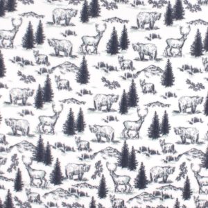 Wilderness Scenic on White Anti Pill Fleece Fabric