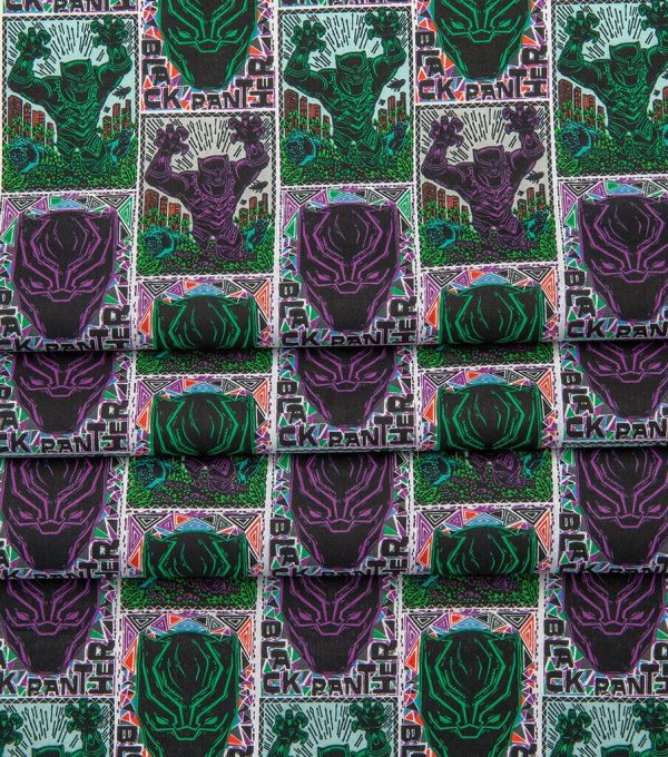 Black Panther Linocut Poster Cotton Fabric - Image 3