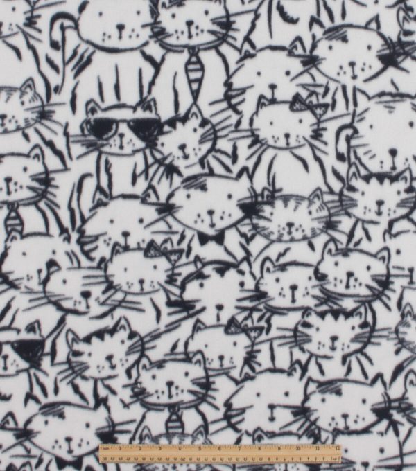 Sketched Cats Blizzard Prints Fleece Fabric - Image 2