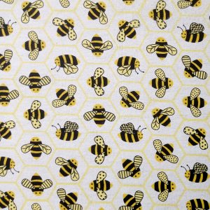 Bees on White Super Snuggle Flannel Fabric