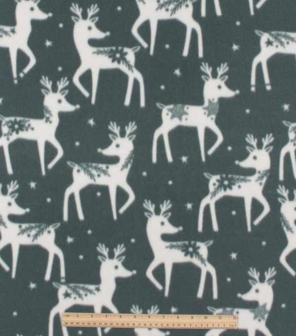 Green Deer Icons Blizzard Fleece Fabric - Image 2