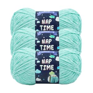 Lion Brand Nap Time 306yds Worsted Polyester Yarn 3 Bundle - Pale Aqua