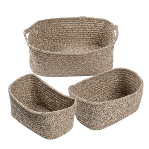 Honey Can Do 13 x 11 Nested Cotton Baskets With Carrying Handles 3ct