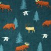 Deer Silhouettes on Blue Anti Pill Fleece Fabric