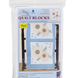 Jack Dempsey Needle Art 18 Golden Sunflower Stamped Quilt Blocks 6pk