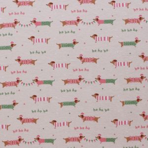 Ho Ho Ho   Dachshund Dog Super Snuggle Christmas Flannel Fabric