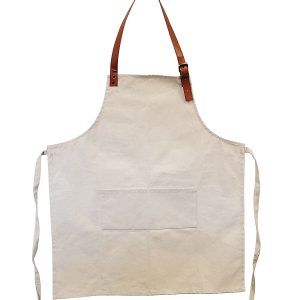 Canvas Apron with Adjustable Vegan Leather Straps   Natural - 1