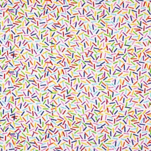 Tossed Confetti on White Celebration Cotton Fabric