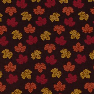 Brown Mini Tossed Leaves Harvest Cotton Fabric