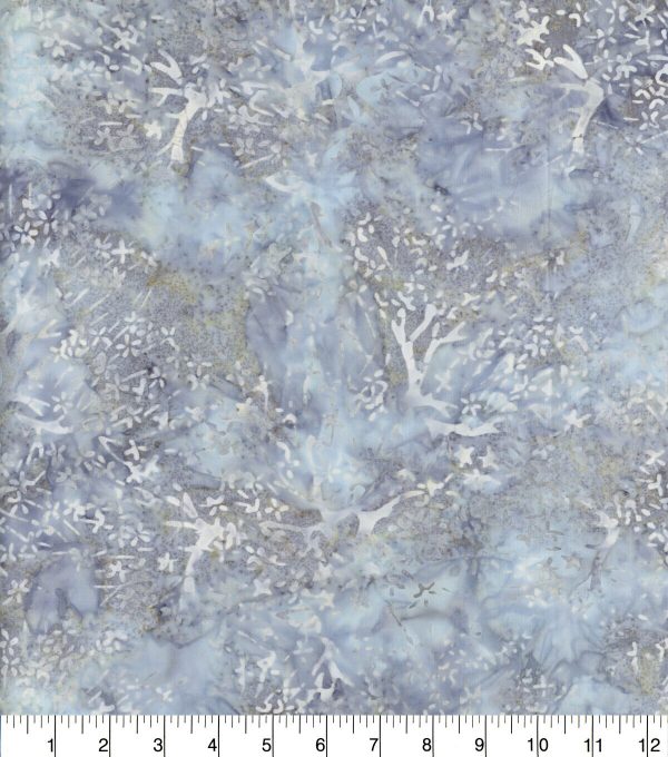 Ice Blue Branches Batik Cotton Fabric - Image 2