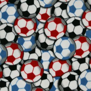 Red   Blue Soccer Balls Anti Pill Fleece Fabric