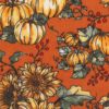 Pumpkins   Sunflowers on Orange Anti Pill Fleece Fabric