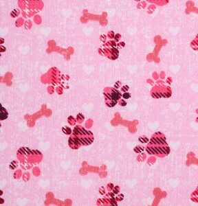 Novelty Cotton Fabric 43 Pink Paw Prints