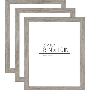 MCS Gray 8 10 Woodgrain Value Frames 3pk