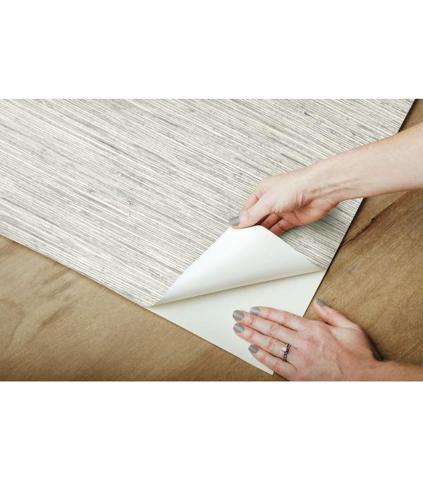 RoomMates Faux Grasscloth Peelable Wallpaper Grey - Image 5