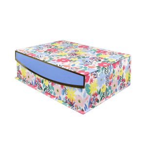 12 x 8 Multicolor Flower Garden Blue Flip Top Box by Place   Time