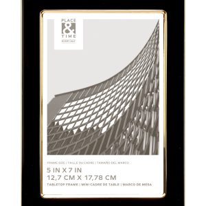 5 x 7 Black   Gold Enamel Tabletop Picture Frame by Place   Time