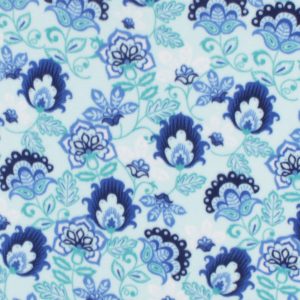 Blue Jacobean Floral Anti Pill Fleece Fabric