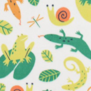 Multicolor Reptiles on White Anti Pill Fleece Fabric by POP!