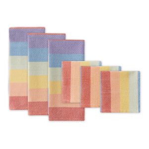 Design Imports Set of 6 Rainbow Kitchen Towels   Dishcloths