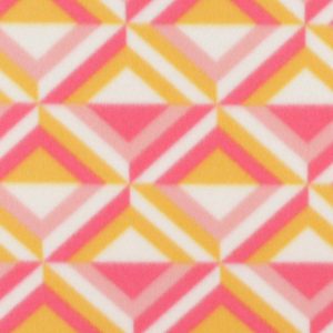 Pink   Yellow Groovy Geometric Diamonds Blizzard Fleece Fabric