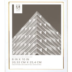 8 x 10 White   Gold Enamel Tabletop Picture Frame by Place   Time