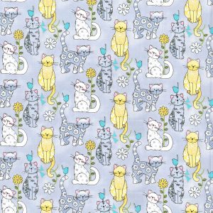 Fabric Traditions Pattern Cats Gray Novelty Glitter Cotton Fabric - 1