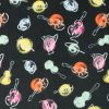 Watercolor Guitars on Black Anti Pill Fleece Fabric