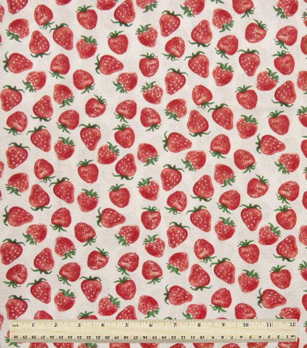 Tossed Strawberries Novelty Cotton Fabric - Image 2