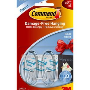 Command 1lb Clear Small Hooks   Strips 6ct