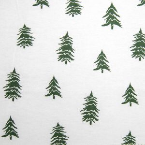 Green Trees on White Super Snuggle Christmas Flannel Fabric - 1