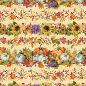 Susan Winget Horizontal Pumpkins Fall Cotton Fabric