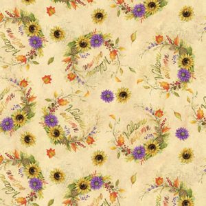 Susan Winget Welcome Autumn Wreaths Fall Cotton Fabric