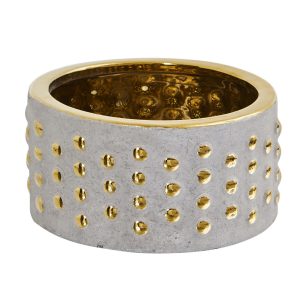Nearly Natural 7 x 3 Regal Stone Hobnail Planter With Gold Accents