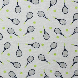 White Tennis Rackets Super Snuggle Flannel Fabric