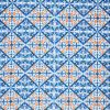 Blue   Orange Diamond Tile Luxe Fleece Fabric
