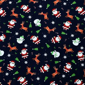 Snowmen   Santa on Black Super Snuggle Christmas Flannel Fabric by POP!