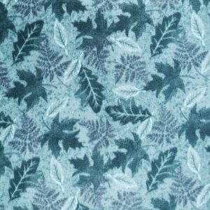 Blue Tonal Leaves Anti Pill Fleece Fabric