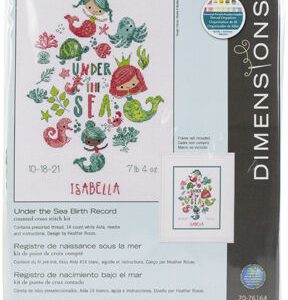 Dimensions 9 x 12 Under the Sea Birth Record Counted Cross Stitch Kit