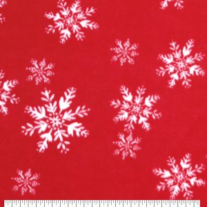 Snowflakes on Red Anti Pill Fleece Fabric