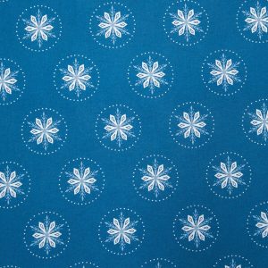 Super Snuggle Folk Snowflake On Navy Flannel Fabric