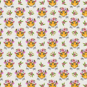 Floral Crown Tiger Super Snuggle Flannel Fabric