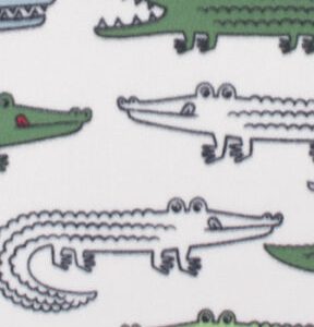 White   Green Hungry Alligators Blizzard Fleece Fabric