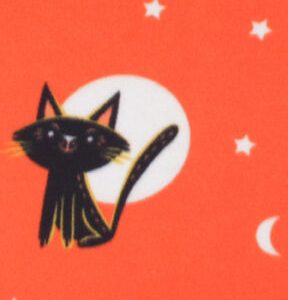 Cats   Moons On Orange Blizzard Fleece Fabric