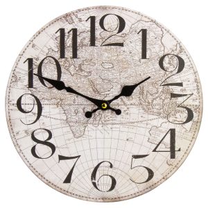 Northlight 12 Ivory Battery Operated Round Clock with Globe Design