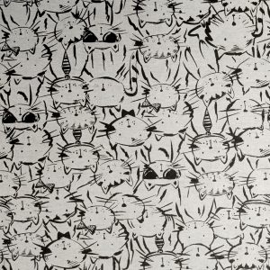 White Sketch Cats Super Snuggle Flannel Fabric